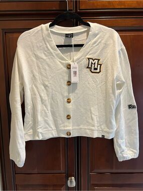 NWT Marquette University Womens Crop Button Sweatshirt Jacket Hype and Vice - S